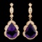 14K Gold 17.00ct Amethyst & 1.51ctw Diamond Earrin