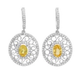 14K Gold 2.00 Yellow Sapphire & 0.80ct Diamond Ear