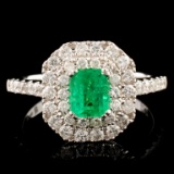 18K Gold 0.62ct Emerald & 0.79ctw Diamond Ring