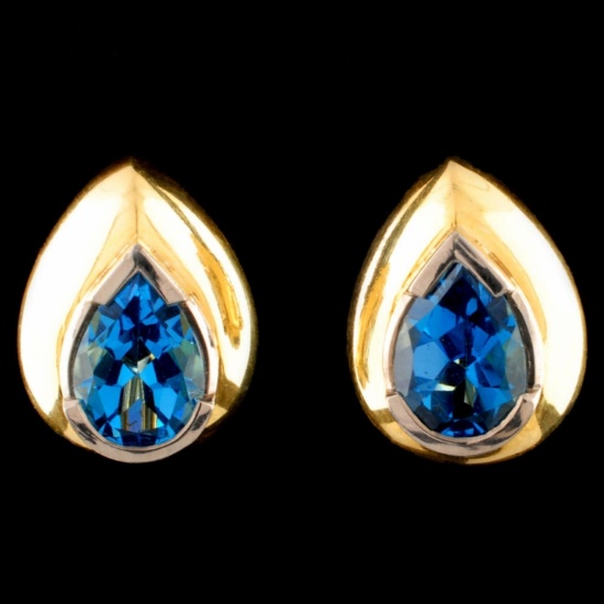 18K Gold 7.60ct Topaz Earrings