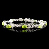 14K Gold 4.60ct Peridot & 0.31ctw Diamond Bracelet