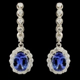 14K Gold 4.00ct Tanzanite & 1.50ctw Diamond Earrin