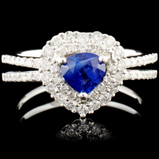 18K Gold 1.95ct Sapphire & 0.29ctw Diamond Ring