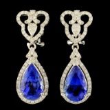 14K Gold 8.65ct Tanzanite & 1.27ctw Diamond Earrin