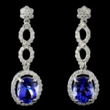 18K Gold 4.35ct Tanzanite & 1.22ctw Diam Earrings