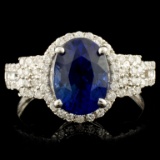 18K Gold 3.23ct Sapphire & 0.48ctw Diamond Ring