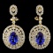 18K Gold 4.14ctw Tanzanite & 2.76ctw Diamond Earri