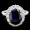 14K Gold 4.00ct Sapphire & 1.00ctw Diamond Ring