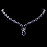 14K White Gold 25.15ct Sapphire & 2.07ct Diamond N