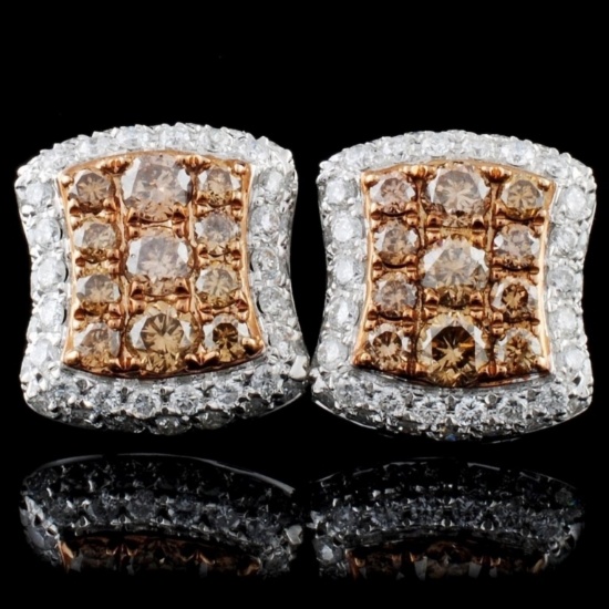14K White Gold 1.33ctw Fancy Color Diamond Earring