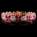 14K Gold 20.68ct Ruby & 1.65ctw Diamond Bracelet