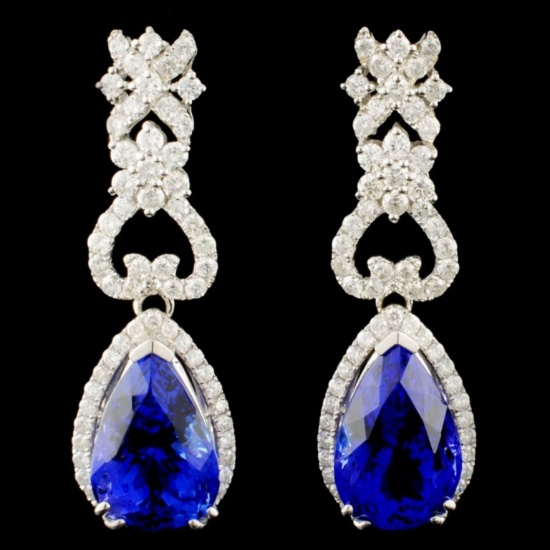 14K Gold 5.23ct Tanzanite & 2.26ctw Diamond Earrin