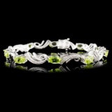 14K Gold 4.88ct Peridot & 0.25ctw Diamond Bracelet