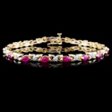 14K Yellow Gold 4.00ct Ruby & 0.25ct Diamond Brace