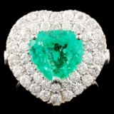 18K Gold 2.23ct Emerald & 1.79ctw Diamond Ring