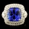 18K Gold 8.22ct Tanzanite & 1.11ctw Diamond Ring