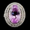 14K W Gold 9.84ct Kunzite & 0.96ct Diamond Ring