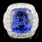 18K Gold 12.50ct Tanzanite & 2.28ctw Diamond Ring