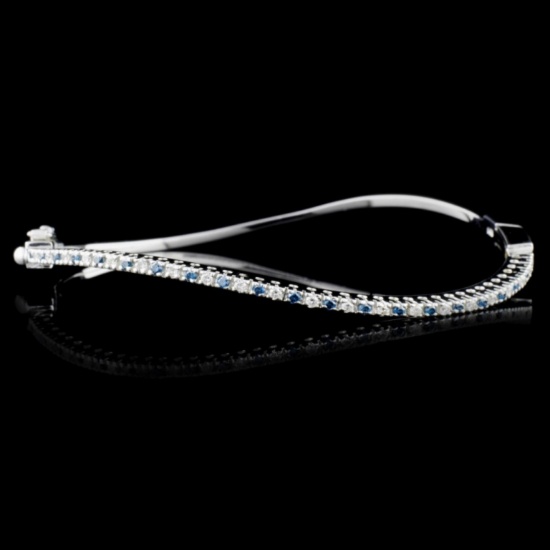 14K White Gold 3.30ctw Fancy Color Diamond Bangle