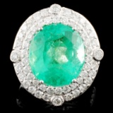 18K Gold 8.12ct Emerald & 1.55ctw Diamond Ring