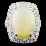 18K Gold 5.89ct Opal & 1.04ct Diamond Ring