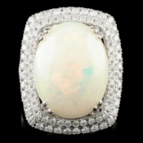 14K Gold 8.45ct Opal & 1.37ctw Diamond Ring