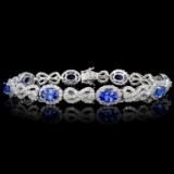 18K Gold 5.52ct Tanzanite & 4.38ct Diamond Bracele