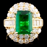 18K Gold 3.58ct Emerald & 2.23ctw Diamond Ring