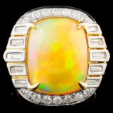 18K Gold 8.39ct Opal & 1.55ctw Diamond Ring