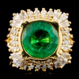 18K Gold 3.17ct Emerald & 1.14ctw Diamond Ring