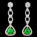 18K Gold 1.82ctw Tsavorite & 1.01ctw Diamond Earri