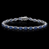 14k Gold 12.00ct Sapphire & 0.50ct Diamond Bracel