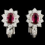 18K Gold 1.00ctw Ruby & 0.98ctw Diamond Earrings