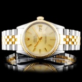 Rolex YG/SS DateJust 36mm Champagne Wristwatch