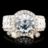 18K Gold 2.94ctw Aquamarine & 1.17ctw Diamond Ring