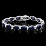 14k Gold 40.00ct Sapphire & 1.50ct Diam Bracelet