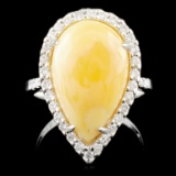 14K Gold 5.82ct Opal & 0.42ctw Diamond Ring