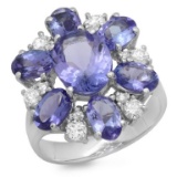 14K Gold 5.00ct Tanzanite & 0.50ct Diamond Ring