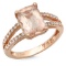 14K Gold 2.50ct Morganite & 0.25ct Diamond Ring