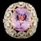 18K Gold 15.22ct Kunzite & 2.54ctw Diamond Ring