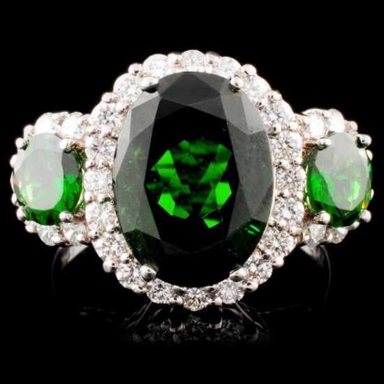 18K Gold 6.55ct Tsavorite & 2.72ctw Diamond Ring