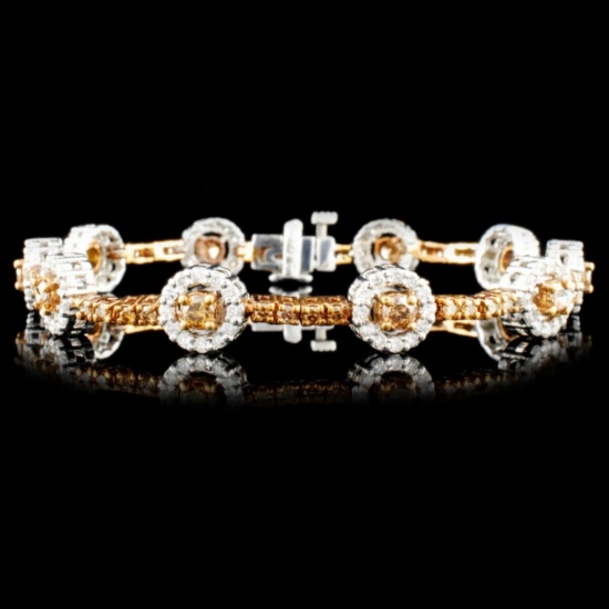 14K Gold 3.67ctw Fancy Color Diamond Bracelet