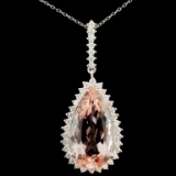 14K Gold 26.50ct Morganite & 1.34ctw Diamond Penda