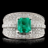 18K White Gold 1.57ct Emerald & 0.87ct Diamond Rin