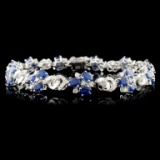 14K Gold 7.72ctw Sapphire & 1.49ctw Diamond Bracel