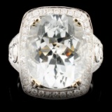 14K Gold 7.38ct Aquamarine & 1.45ctw Diamond Ring