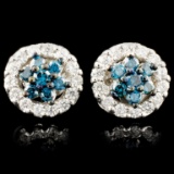 14K Gold 0.76ctw Fancy Color Diamond Earrings