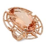 14K Gold 23.00ct Morganite & 1.50ct Diamond Ring