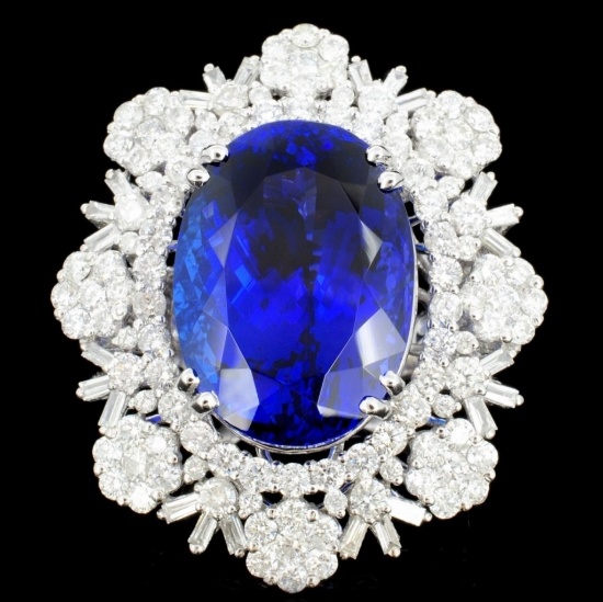 18K Gold 23.15 Tanzanite & 4.74ct Diamond Ring