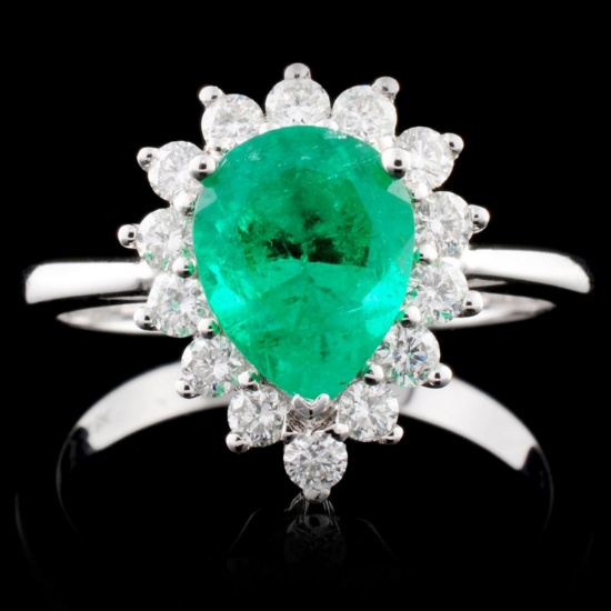 18K Gold 1.33ct Emerald & 0.44ctw Diamond Ring